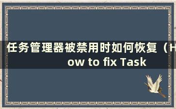 任务管理器被禁用时如何恢复（How to fix Task Manager if it is禁用）